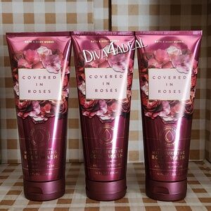 3X Bath & Body Works COVERED IN ROSES Moisturizing Body Wash Collection Set